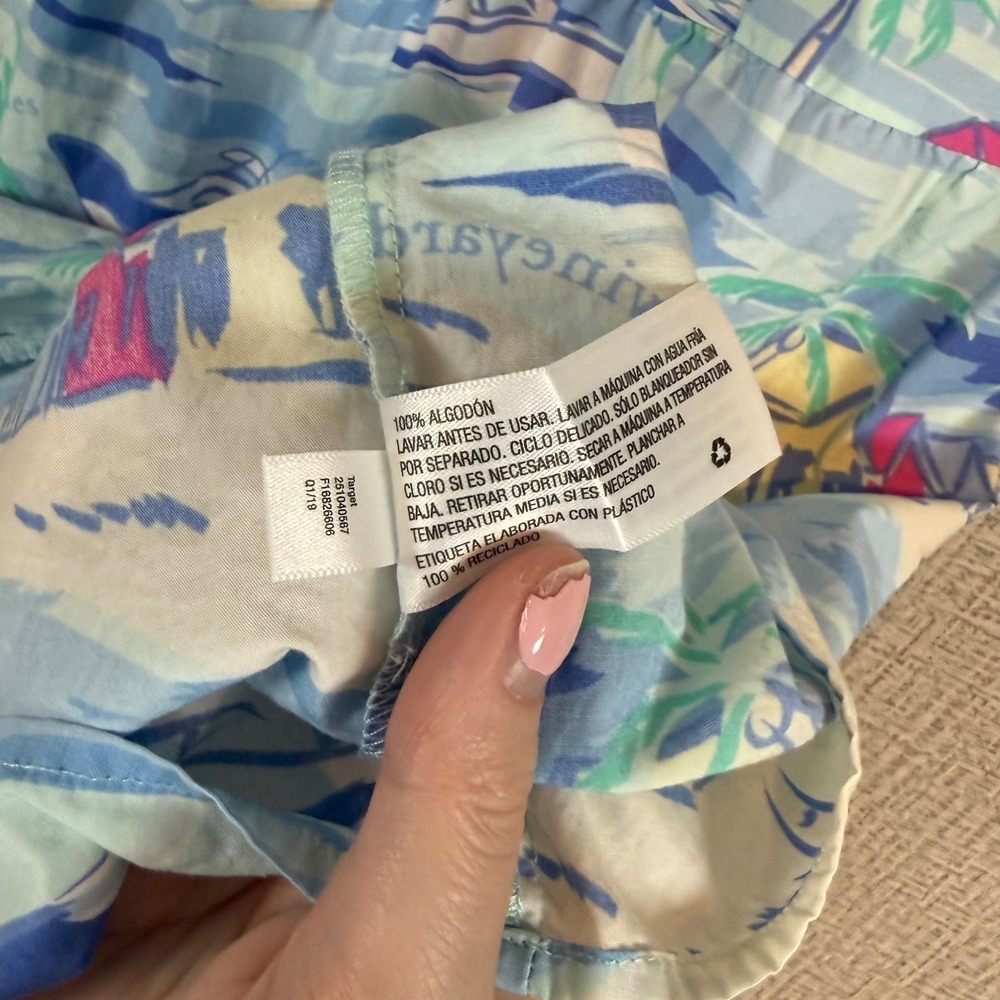 Vineyard Vines‎ Target Girls XL 14/16 Blue Nautical Tropical Tiered Ruffle Dress - Picture 5 of 8